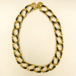 Vintage Chunky Black + Gold Chain Necklace